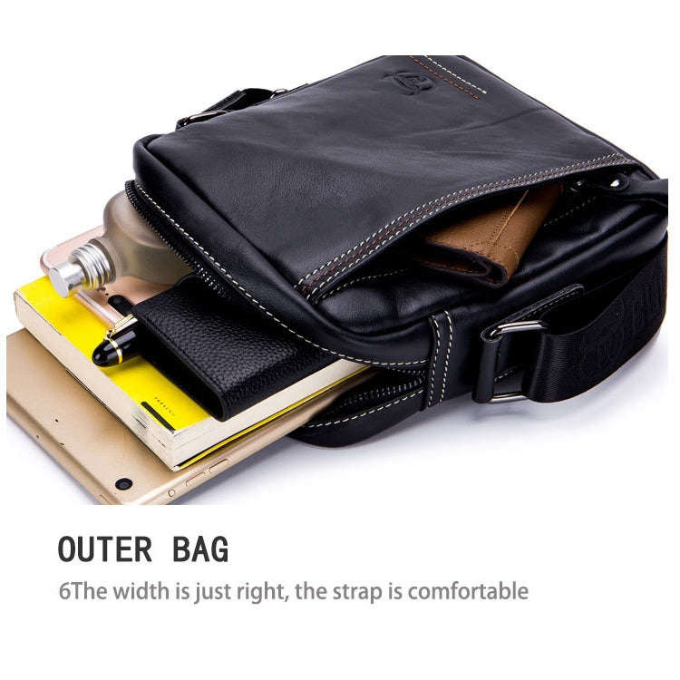 BULL CAPTAIN 228 Men Leather Shoulder Bag First-Layer Cowhide Casual Mini Diagonal Bag(Black)