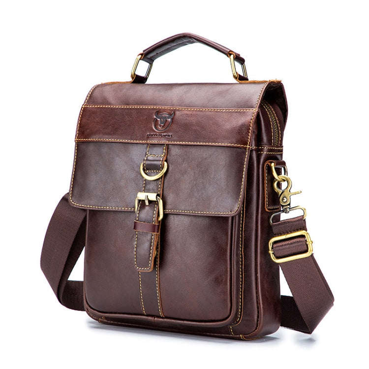 BULL CAPTAIN 302 First-Layer Cowhide Men Casual Shoulder Bag Leather Retro Briefcase(Brown)