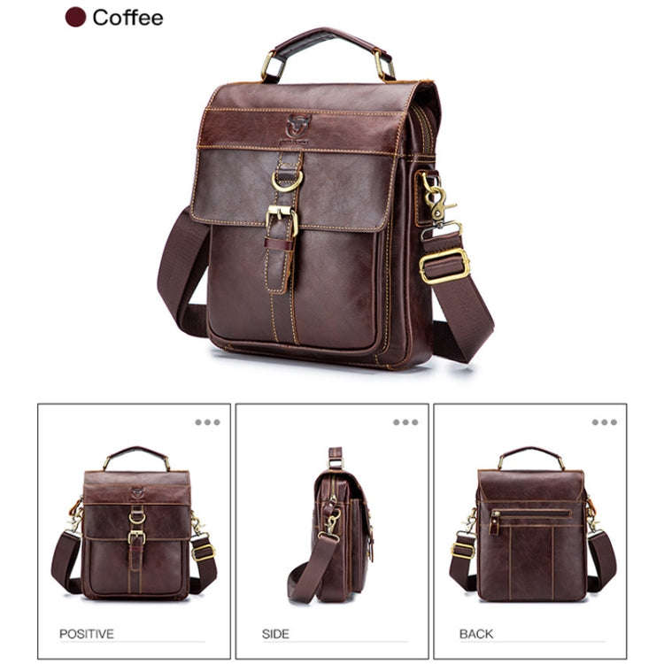 BULL CAPTAIN 302 First-Layer Cowhide Men Casual Shoulder Bag Leather Retro Briefcase(Brown)