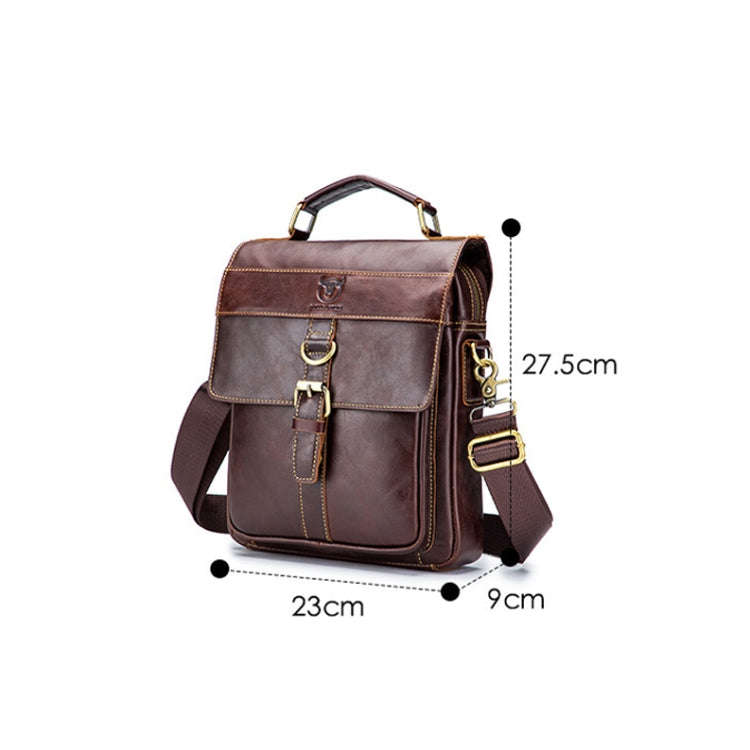 BULL CAPTAIN 302 First-Layer Cowhide Men Casual Shoulder Bag Leather Retro Briefcase(Brown)
