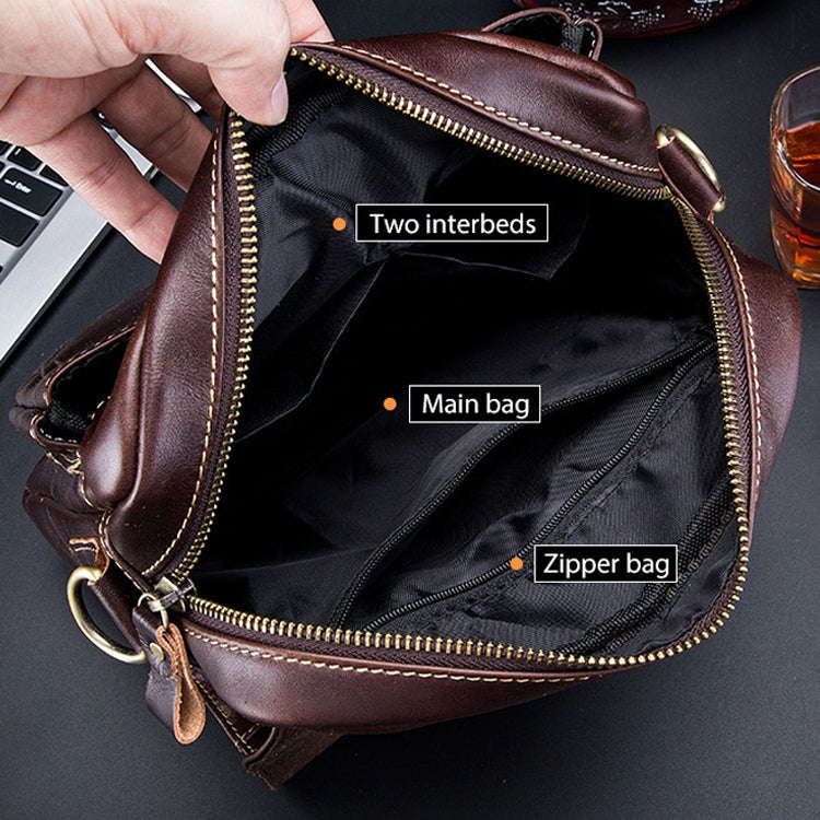 BULL CAPTAIN 302 First-Layer Cowhide Men Casual Shoulder Bag Leather Retro Briefcase(Brown)