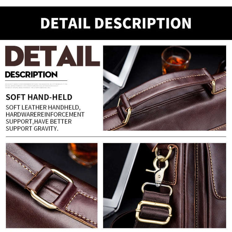 BULL CAPTAIN 302 First-Layer Cowhide Men Casual Shoulder Bag Leather Retro Briefcase(Obsmetrical ...