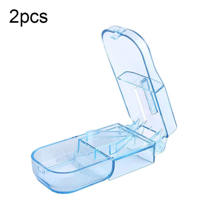 2pcs R8335 Transparent Medicine Cutter Food Grade Plastic Split Cartridge Pill Separator(Blue)