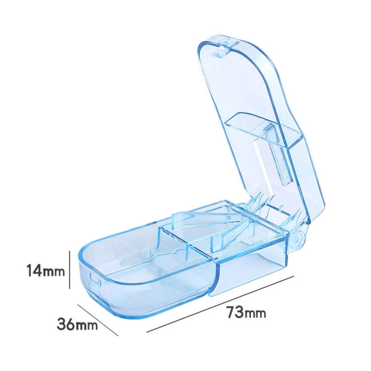 2pcs R8335 Transparent Medicine Cutter Food Grade Plastic Split Cartridge Pill Separator(Blue)