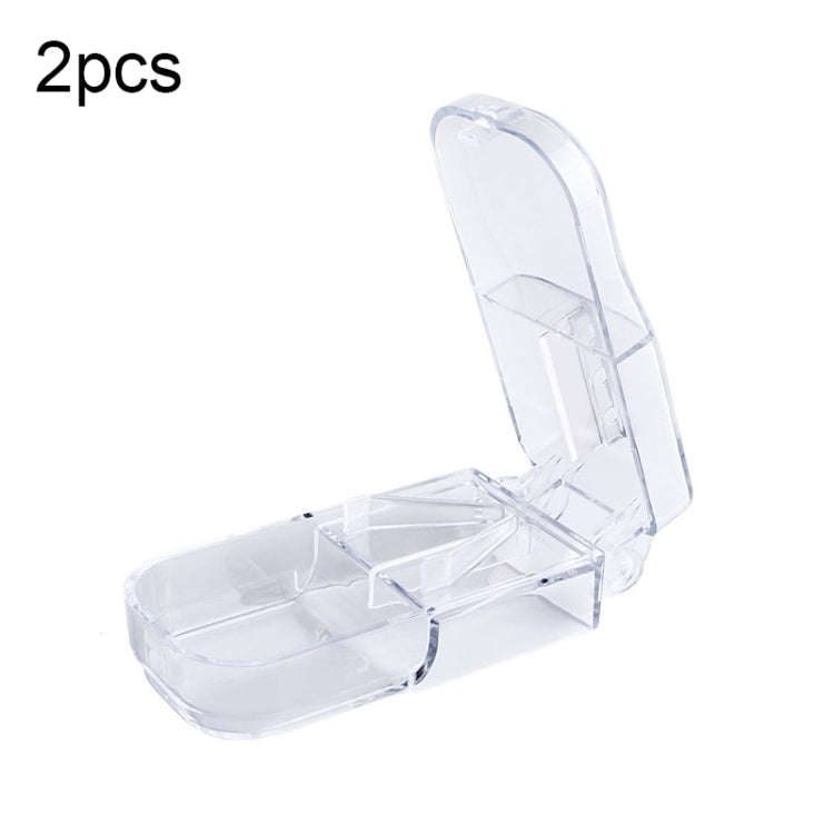 2pcs R8335 Transparent Medicine Cutter Food Grade Plastic Split Cartridge Pill Separator(Transpar...