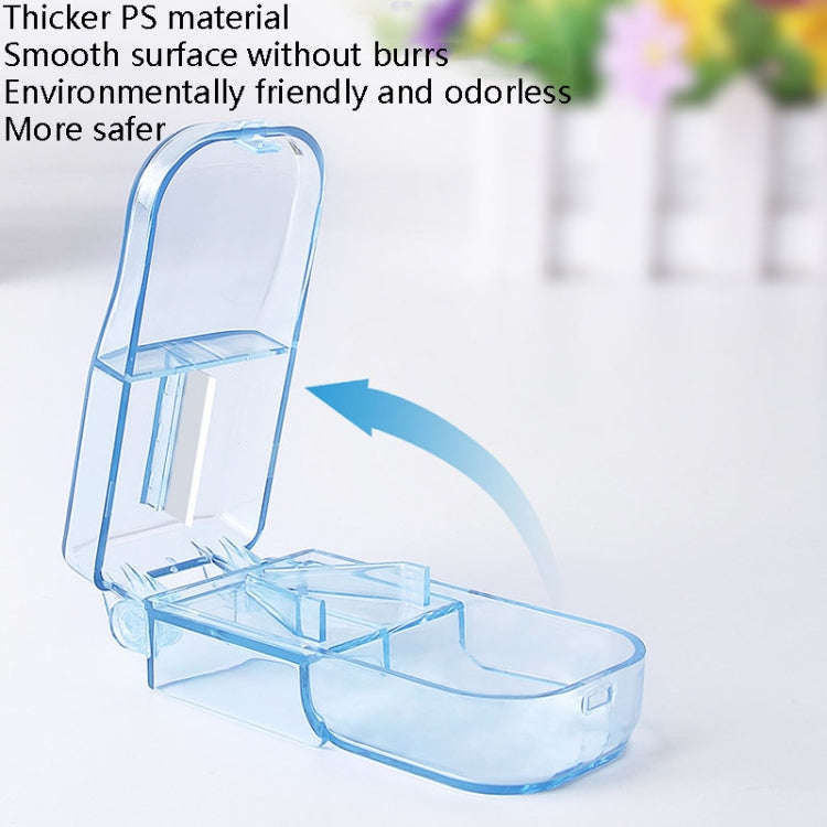 2pcs R8335 Transparent Medicine Cutter Food Grade Plastic Split Cartridge Pill Separator(Blue)