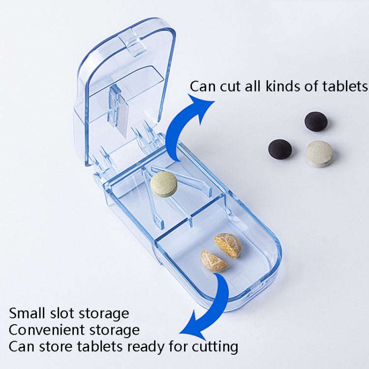2pcs R8335 Transparent Medicine Cutter Food Grade Plastic Split Cartridge Pill Separator(Blue)
