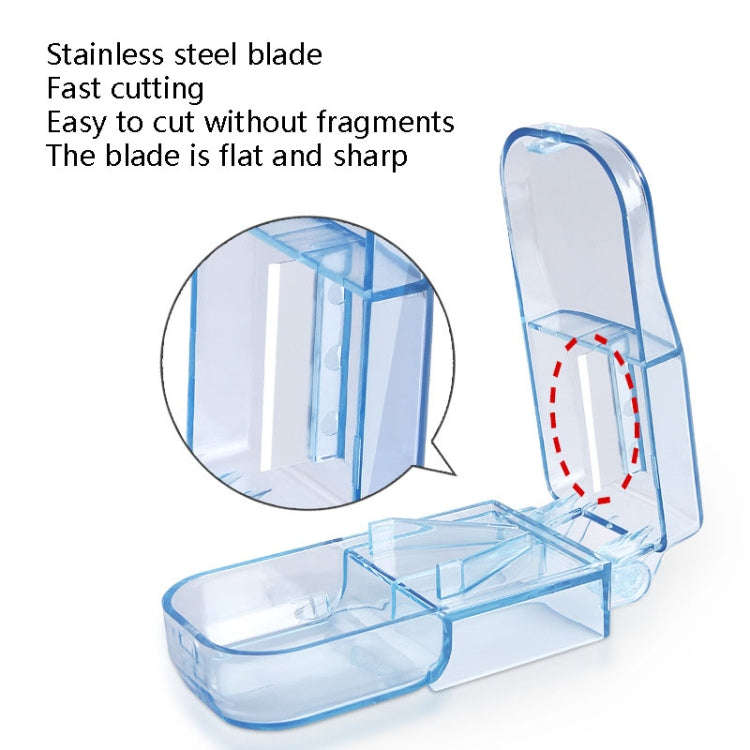 2pcs R8335 Transparent Medicine Cutter Food Grade Plastic Split Cartridge Pill Separator(Blue)
