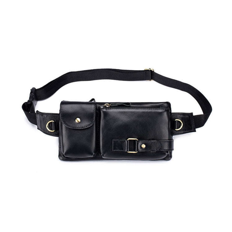 BULL CAPTAIN 020 Men Small Mobile Phone Waist Bag Crossbody Multi-Function Chest Bag(Black)