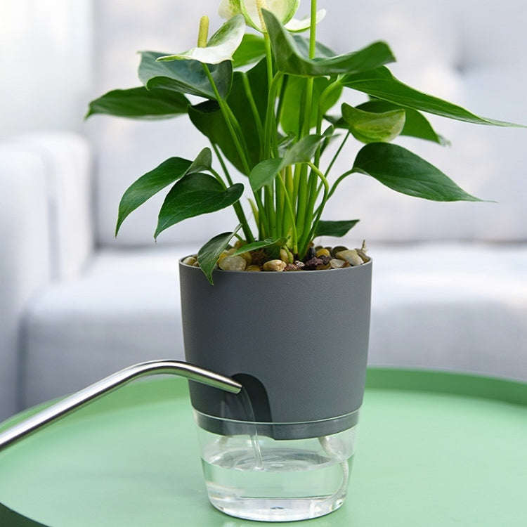 Transparent Plastic Double-Layer Water Storage Automatic Water-Absorbing Flowerpot, Size: A705 Ca...