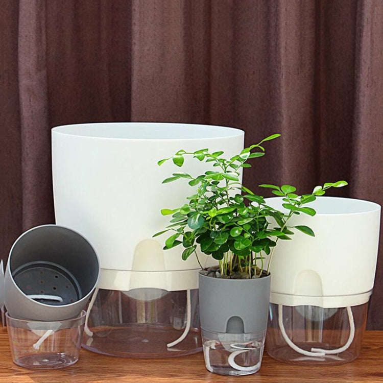Transparent Plastic Double-Layer Water Storage Automatic Water-Absorbing Flowerpot, Size: A705 Ca...