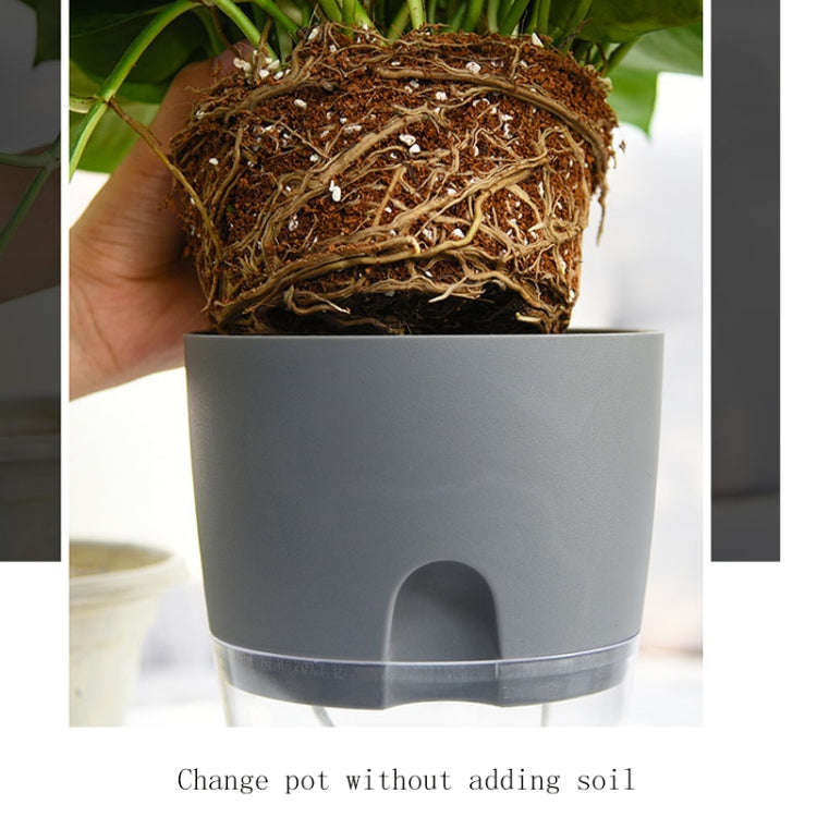 Transparent Plastic Double-Layer Water Storage Automatic Water-Absorbing Flowerpot, Size: A707 Ca...