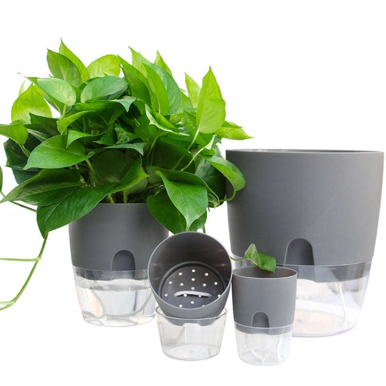 Transparent Plastic Double-Layer Water Storage Automatic Water-Absorbing Flowerpot, Size: A709 Ca...