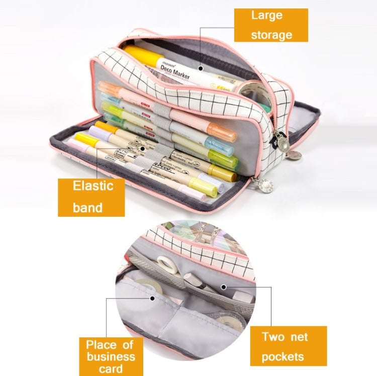 Angoo Double-Open Multi-Layer Stationery Pencil Case Multifunctional Cosmetic Bag(Ink Painting)