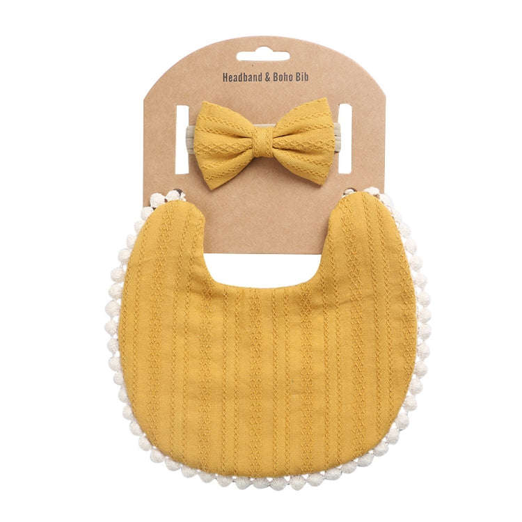 Baby Linen Cotton Printed Double-sided Saliva Towel Headband Set(DP021-1)