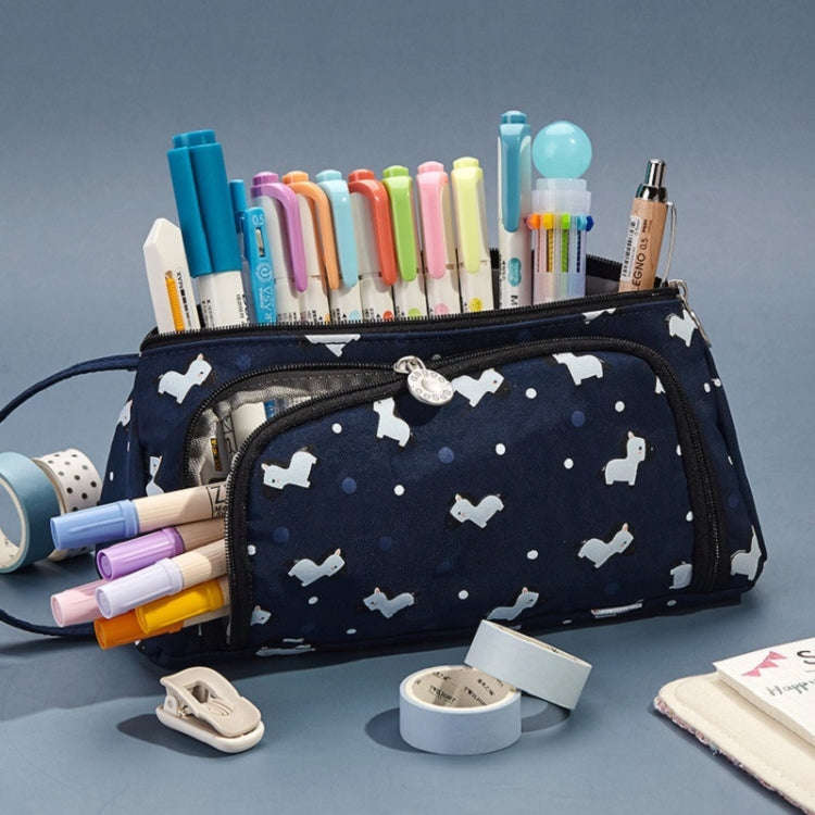Angoo Canvas Large-Capacity Stationery Case With Side Window Student Pencil Storage Bag(Horse Sta...