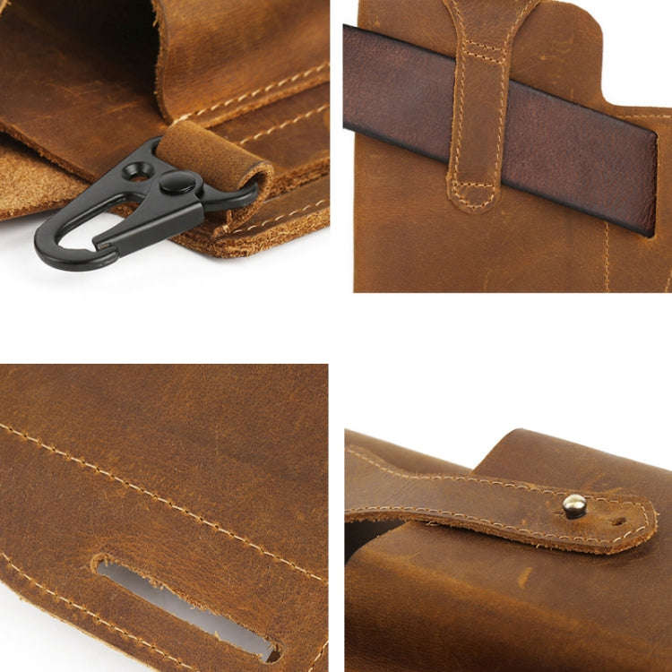 6543 Men Retro Sports Mobile Phone Belt Bag Waist Bag(Brown)