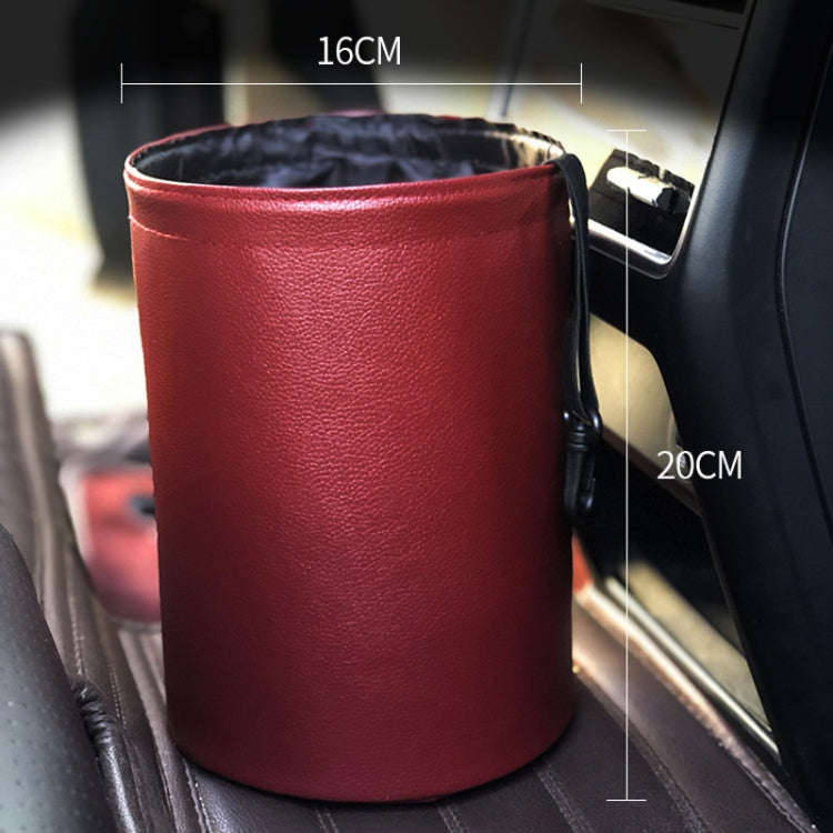 2 PCS Leather Foldable Car Trash Can Mini Chair Back Suspended Waterproof Trash Can(Black)