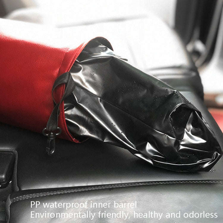 2 PCS Leather Foldable Car Trash Can Mini Chair Back Suspended Waterproof Trash Can(Wine Red)