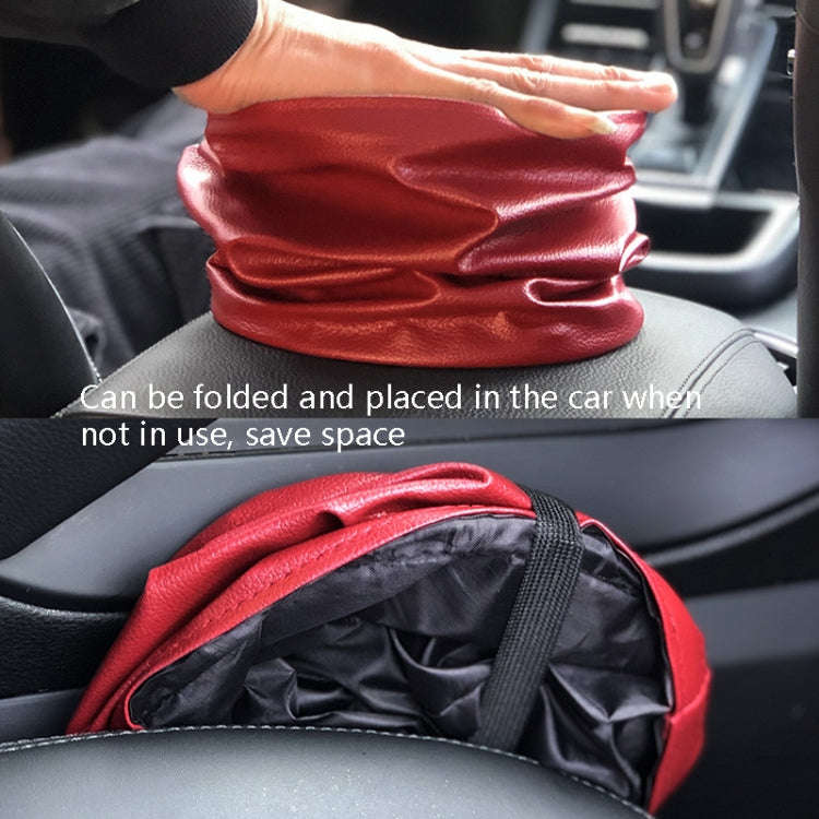 2 PCS Leather Foldable Car Trash Can Mini Chair Back Suspended Waterproof Trash Can(Black)