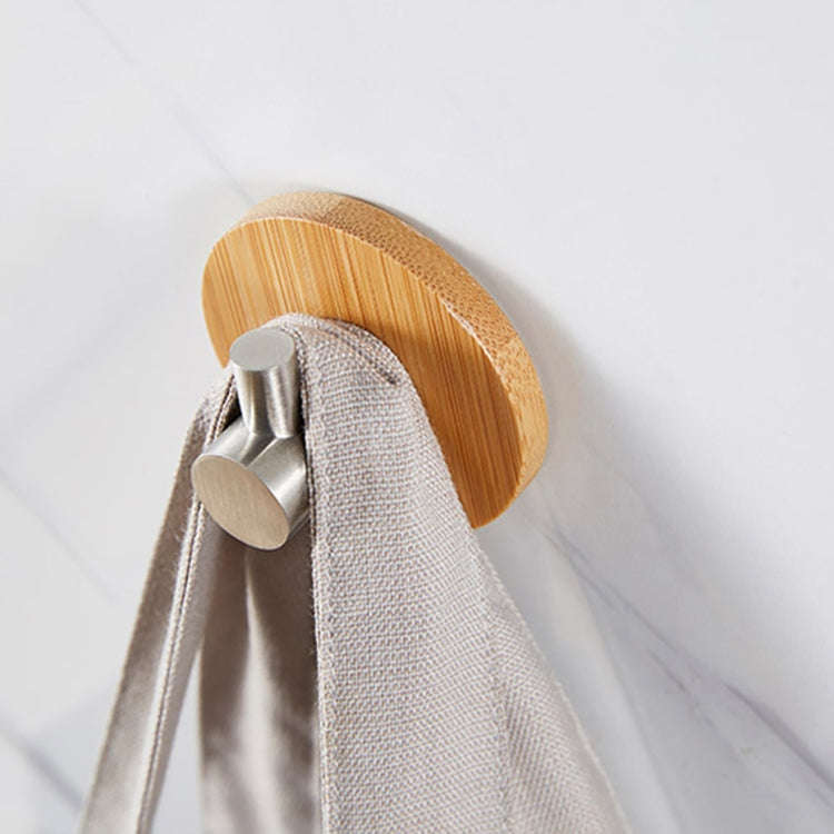 Bamboo Hook Bathroom Kitchen Towel Coat Hook Stainless Steel Door Sticky Hook(Single Hook)