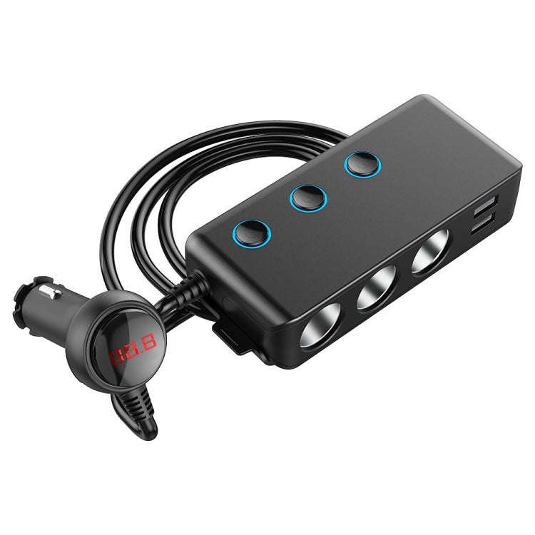 Car Cigarette Lighter Car Charger 3USB Port +1 QC3.0 + 3 Cigarette Lighter Ports + Back Clip Desi...