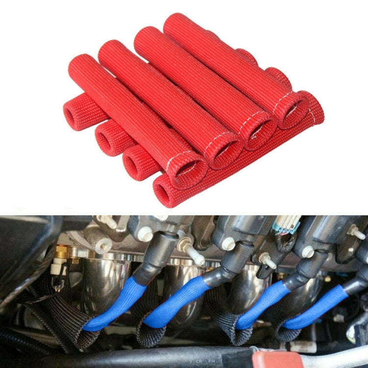 8 PCS / Set High-Temperature Car Spark Plug Protective Cover Spark Plug Heat Shield(Red)