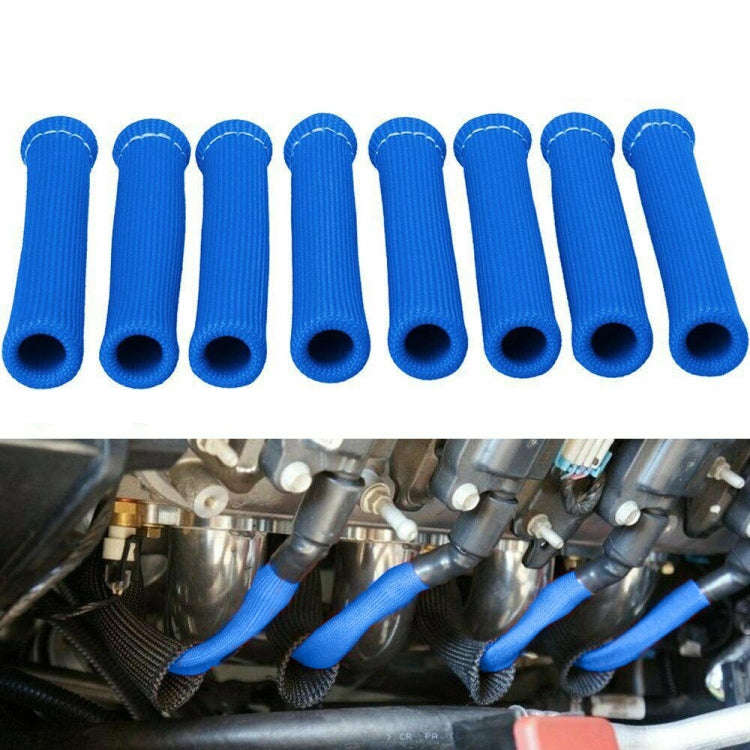 8 PCS / Set High-Temperature Car Spark Plug Protective Cover Spark Plug Heat Shield(Blue)