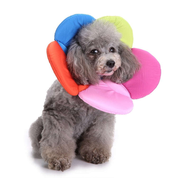 Pet Protection Collar Dog Flower Protection Collar, Specification: L(Rainbow)