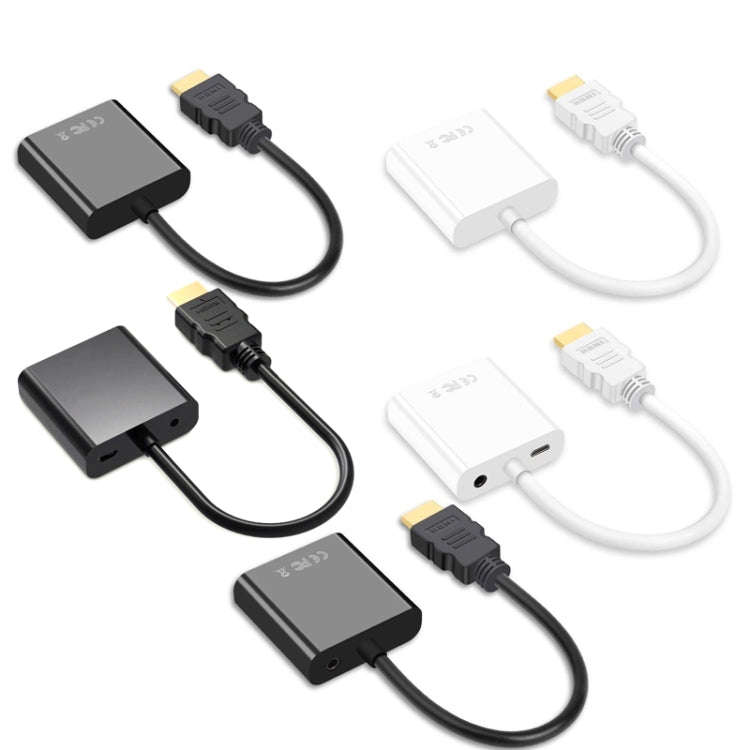 2 PCS Jasoz 1080P HDMI To VGA Converter Oxygen-Free Copper Core, Colour: With Audio Power Supply ...