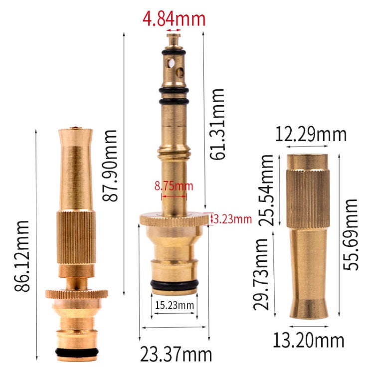 3 PCS Car Wash High Pressure Copper Straight Sprinkler House Garden Wishing Ground Sprinkler, Spe...