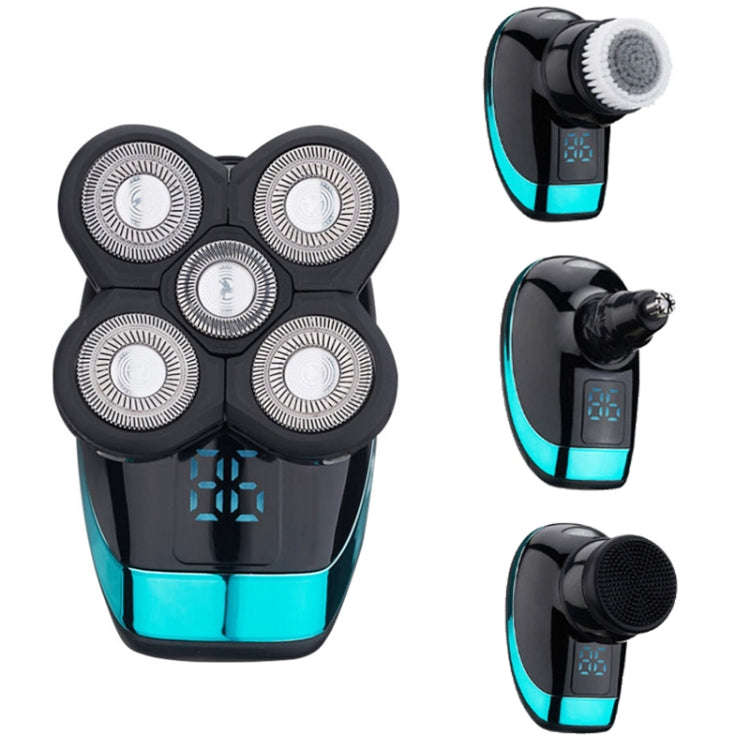 Electric Shaver Rechargeable Razor Intelligent Digital Display Bald Hair Clipper,Style: Blue + Fu...
