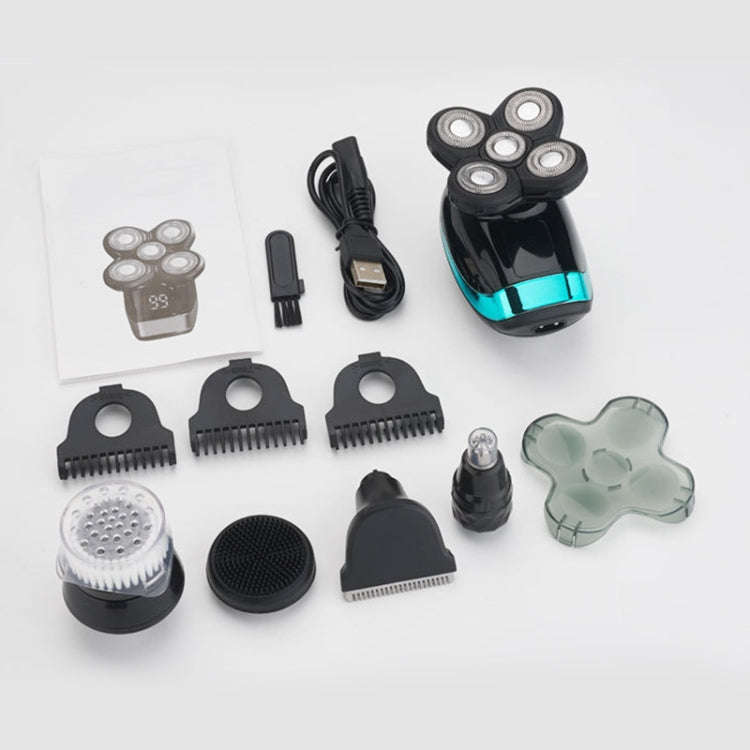 Electric Shaver Rechargeable Razor Intelligent Digital Display Bald Hair Clipper,Style: Blue + Fu...