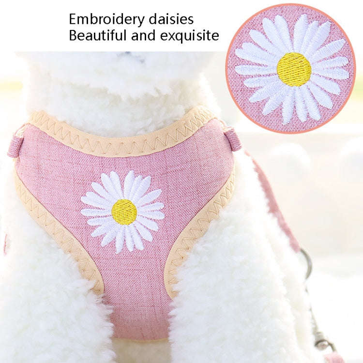 ZiChen Plain Embroidery Dog ??Traction Rope Pet Chest Strap, Size: S(Pink)
