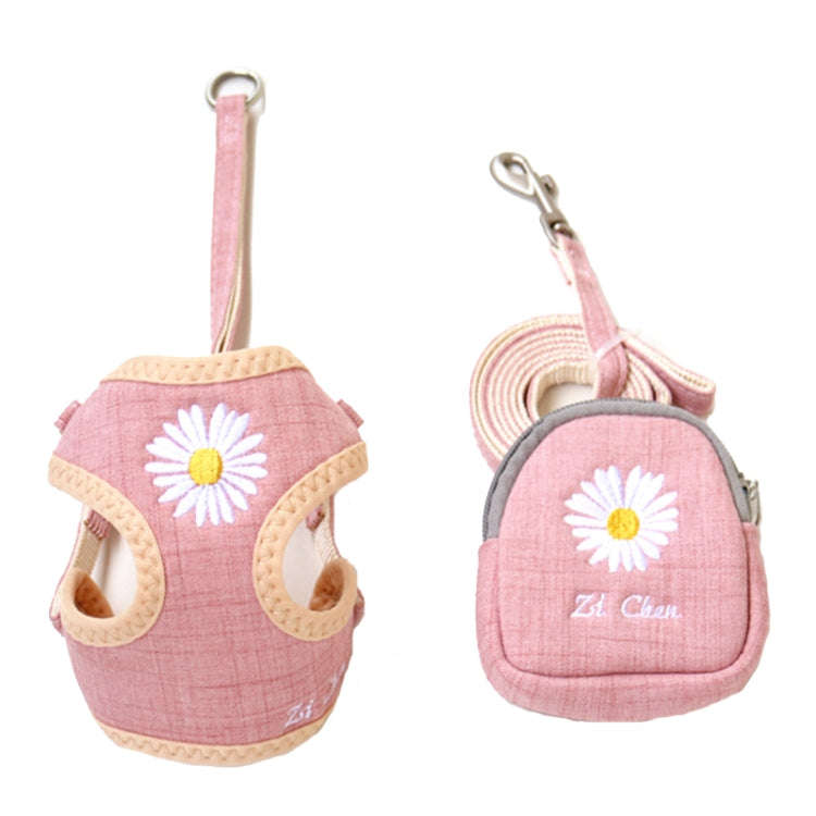 ZiChen Plain Embroidery Dog ??Traction Rope Pet Chest Strap, Size: M(Pink)