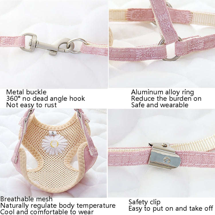 ZiChen Plain Embroidery Dog ??Traction Rope Pet Chest Strap, Size: M(Pink)