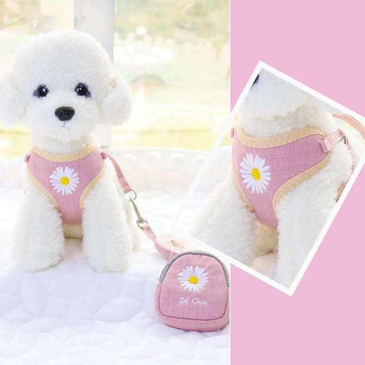 ZiChen Plain Embroidery Dog ??Traction Rope Pet Chest Strap, Size: M(Pink)