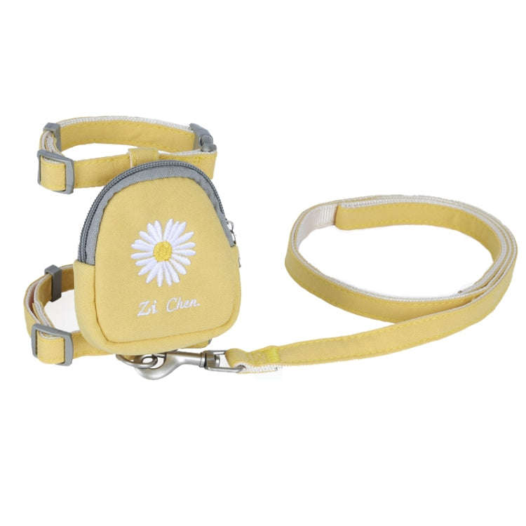 ZiChen Cat Traction Rope Small Pet Traction Embroidery Backpack, Size: S(Yellow)