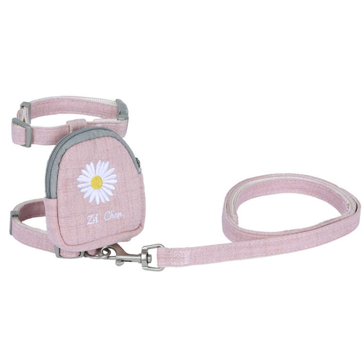 ZiChen Cat Traction Rope Small Pet Traction Embroidery Backpack, Size: M(Pink)
