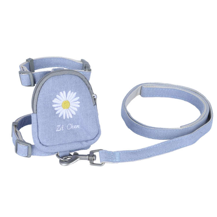 ZiChen Cat Traction Rope Small Pet Traction Embroidery Backpack, Size: M(Blue)
