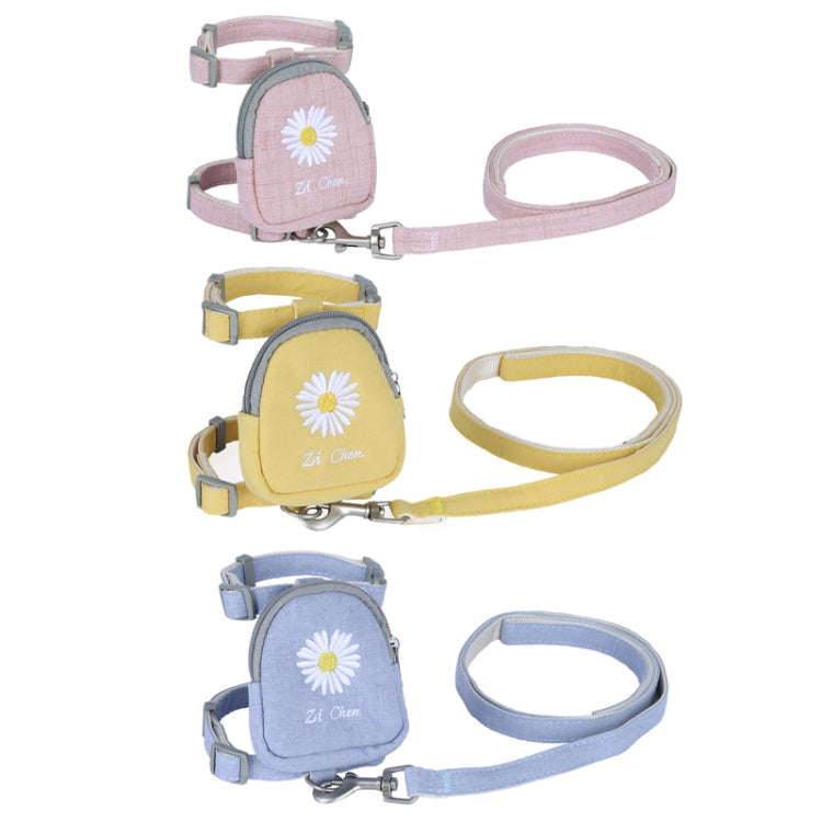 ZiChen Cat Traction Rope Small Pet Traction Embroidery Backpack, Size: M(Pink)
