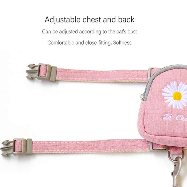 ZiChen Cat Traction Rope Small Pet Traction Embroidery Backpack, Size: M(Pink)