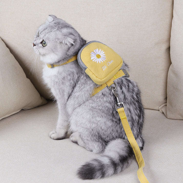 ZiChen Cat Traction Rope Small Pet Traction Embroidery Backpack, Size: M(Blue)