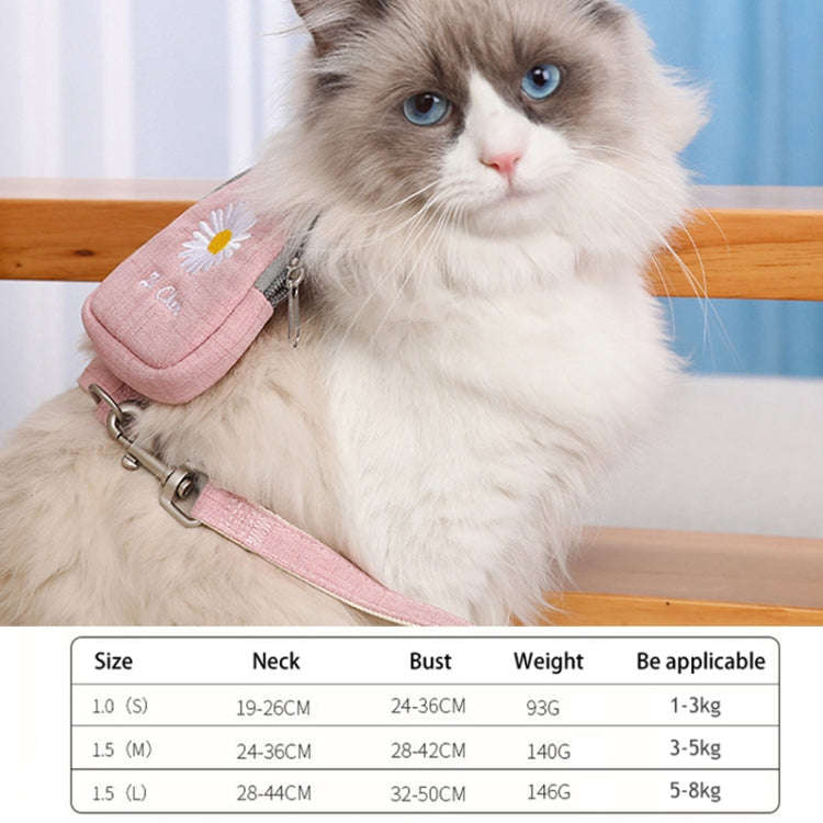 ZiChen Cat Traction Rope Small Pet Traction Embroidery Backpack, Size: M(Pink)