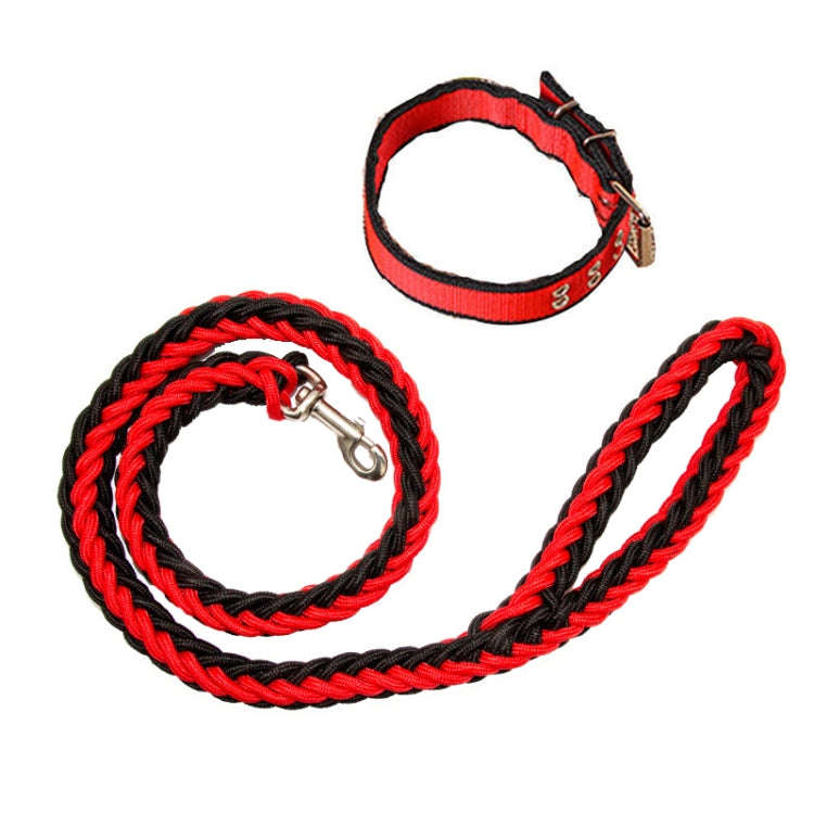 Dog Leash Braided Belt Pet Explosion-Proof Leash, Size: L(Collar Red+Black)
