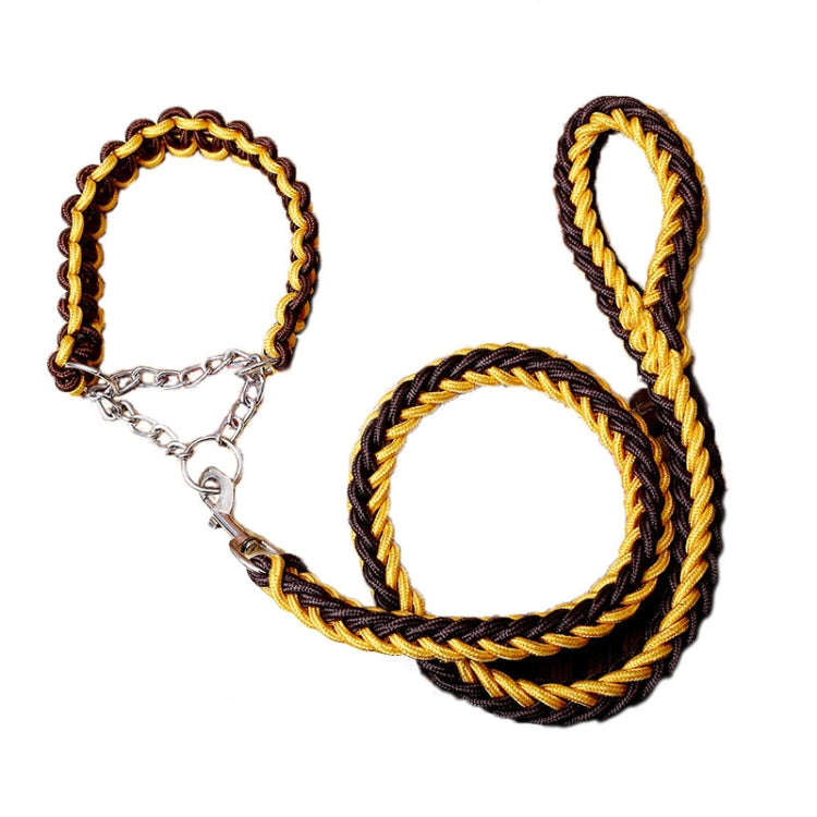 Dog Leash Braided Belt Pet Explosion-Proof Leash, Size: XL(Chain Yellow+Brown)