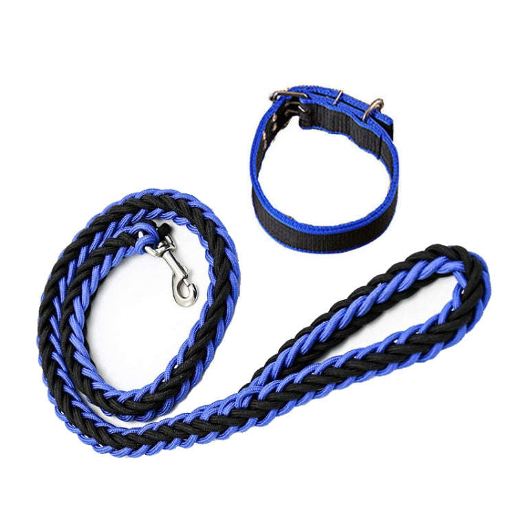 Dog Leash Braided Belt Pet Explosion-Proof Leash, Size: XL(Collar Blue+Black)