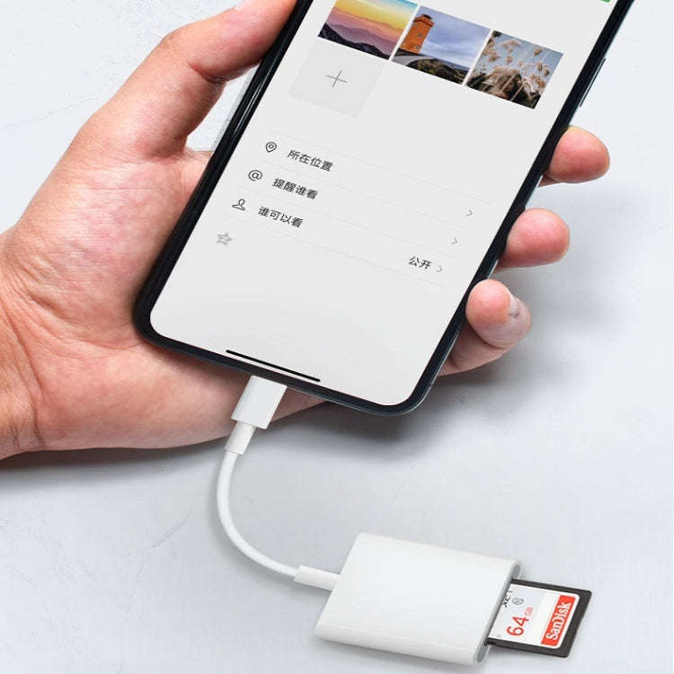 8 Pin to SD + TF Card Reader 2 in 1 Adapter For iPhone / iPad, Cable Length: 9.7cm(Double Slots)