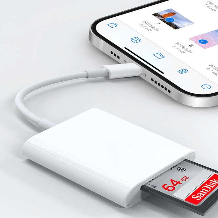 8 Pin to SD + TF Card Reader 2 in 1 Adapter For iPhone / iPad, Cable Length: 9.7cm(Double Slots)