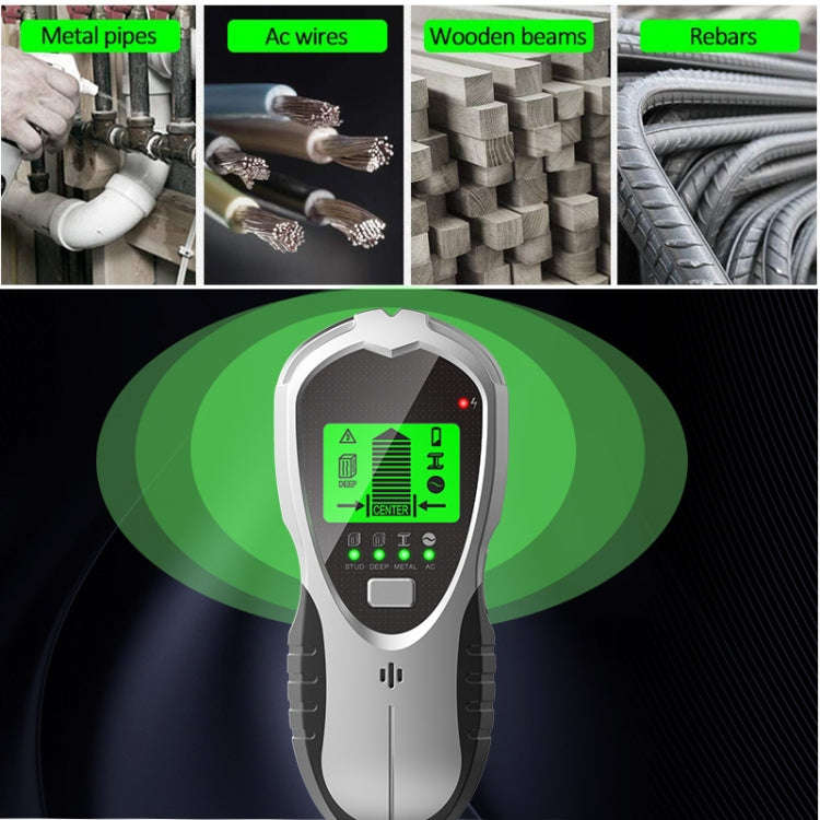 SH201 4 In 1 Multifunctional Digital Metal Detector Wall Detector(Silver Black)